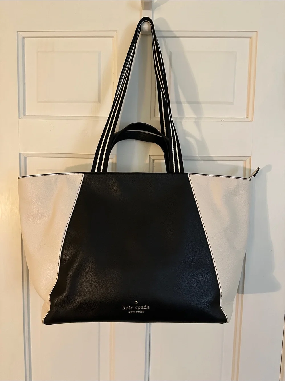 kate spade Black and White Colorblock Leather Tote